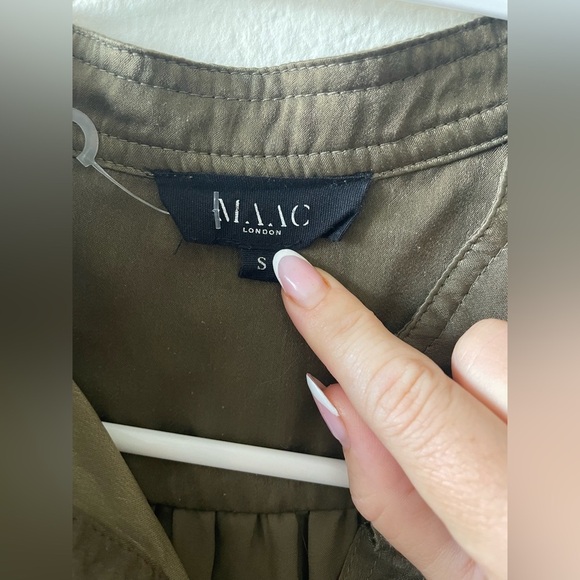 MAAC London hunter green utility long sleeve button up satin romper with tie - Picture 4 of 4